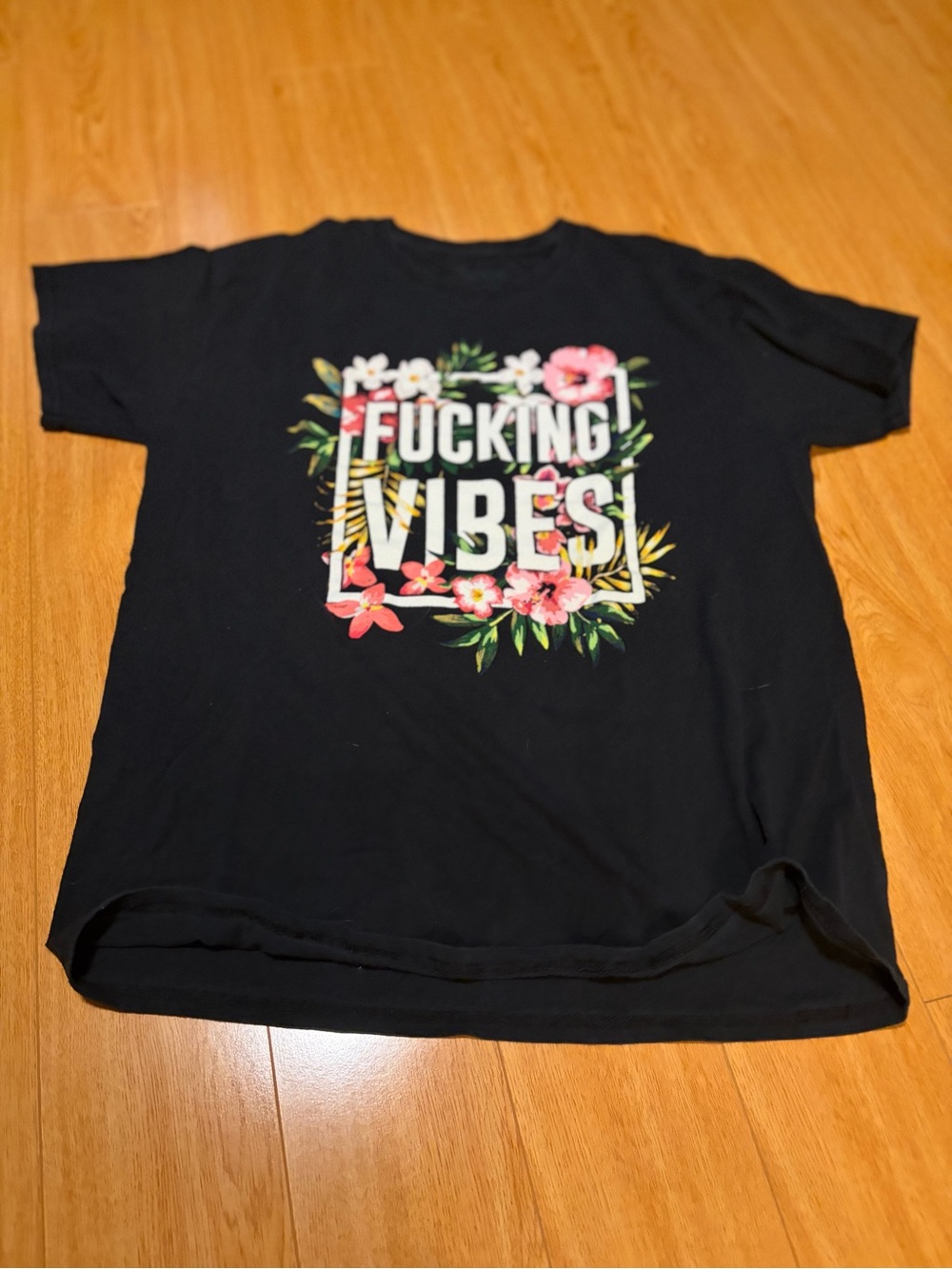 Black Floral 'F*cking Vibes' Graphic Tee